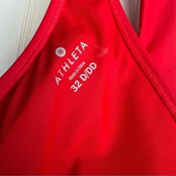 Athleta Size 32 D/DD Tara Halter Swim Dress In safron Red NEW! - Picture 4 of 5